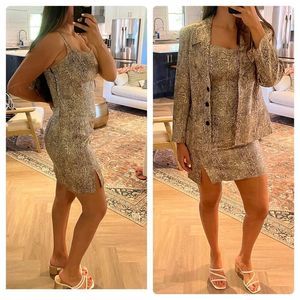 Rina Rossi vintage satin Snakeskin set summer fall wedding